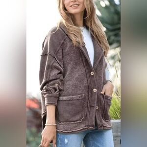 Zenana Outfitters Chocolate Teddy Jacket Oversized XS PTP 24 Fit Up To Large EUC